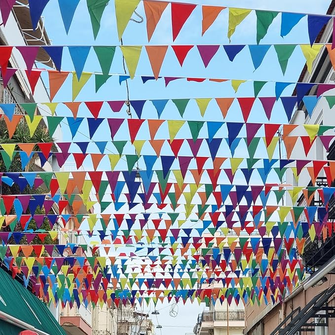 RUBFAC 1020ft 720pcs Colorful Pennant Banner Flags | Multicolor bunting string - Image 6