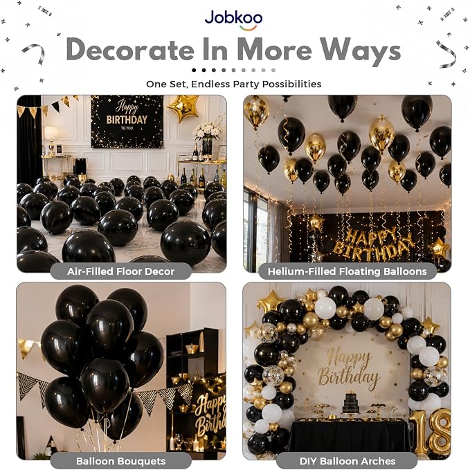 Jobkoo Black Balloons 12 Inch - Image 4