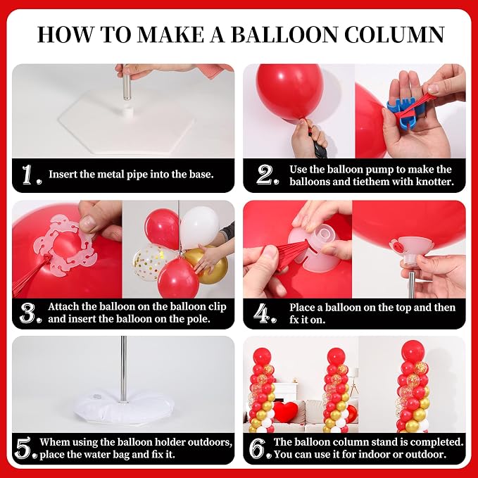 Red and Gold Balloon Column Stand Kit Set of 2 - Image 6