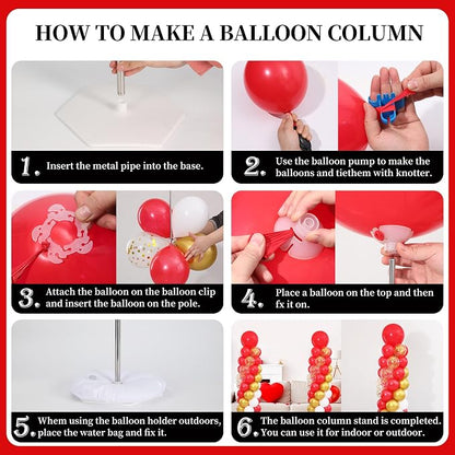 Red and Gold Balloon Column Stand Kit Set of 2 - Image 6