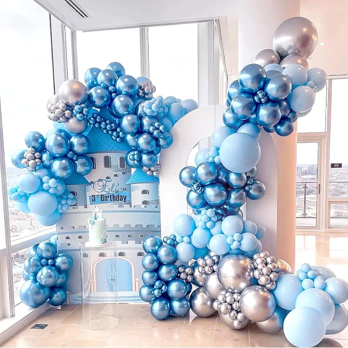 FOTIOMRG 110pcs Light Blue Balloon Garland Arch Kit, 18 12 10 5 inch Light Blue - Image 8