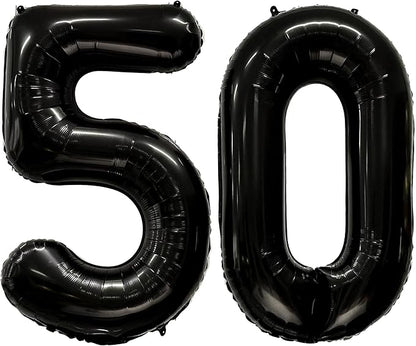 FIROMI 50 Number Balloons Black Big Mylar Foil 50th Balloon Numbers 40-inch | by Firomi