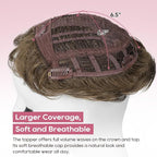 REECHO Hair Topper, Short Wiglet Hair Topper for Women with Thinning Large Coverage Synthetic Top Crown Hairpiece for Women - Medium Brown