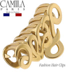 Camila Paris CP3287 French Hair Clip for Women, 3.25 inch Girls Hair Claw Clips Jaw Gold Cellulose, Fashion Durable and Styling Hair Accessories for Women, Strong Hold No Slip Grip, Made in France