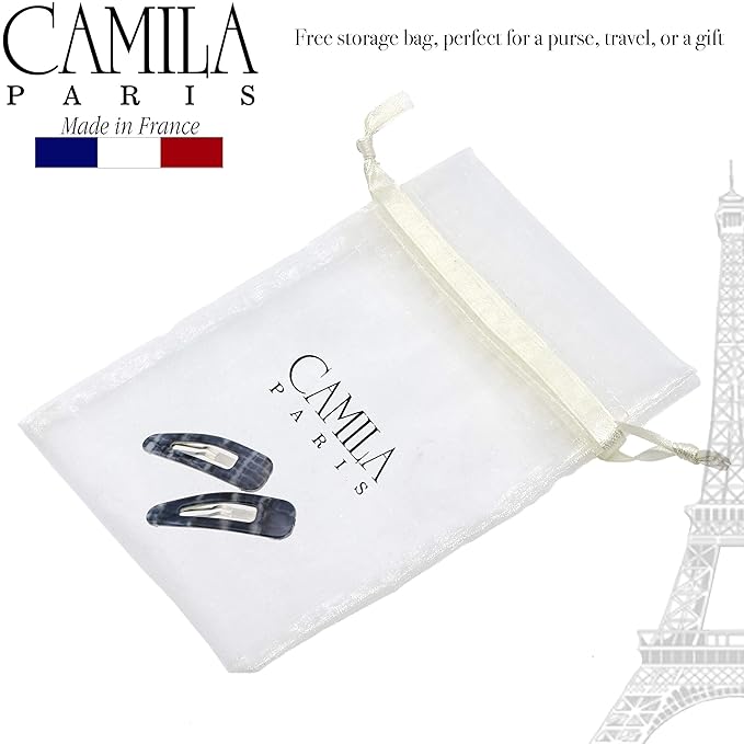 Camila Paris CP3094 French Hair Barrettes Clips, Snap Hair Slides Clic Clac for Women, Styling Girls Side Slide-in Metal Snap Pin Hair Accessories for Women. Strong Hold, No Slip Grip, Made in France