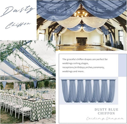 6 Panel Dusty Blue Wedding Drapes - Image 6