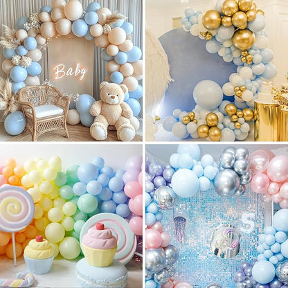 RUBFAC Blue Balloons 129pcs, Pastel Light Blue Balloon Different Sizes 18 12 10 - Image 4