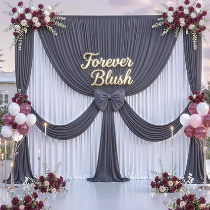10 ft x 10 ft Wrinkle Free Charcoal Backdrop Curtain - Image 4