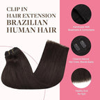 GOO GOO Clip in Hair Extensions Real Human Hair, Remy Human Hair Extensions Clip ins for Women, Natural Human Hair, 22inch 150g 9Pcs, 2A Light Brown