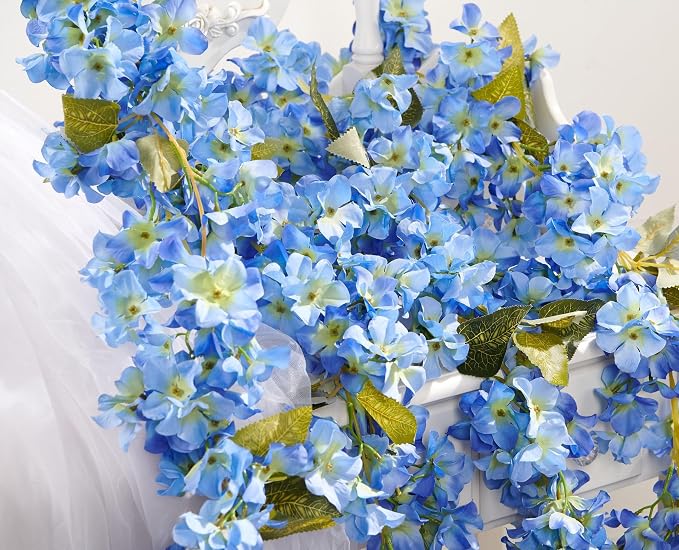 Artificial Flower Garland 2pcs 5.6ft Hydrangea Vine Decor, Hanging Faux - Image 9