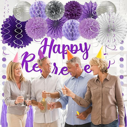 Roetyce Purlpe Retirement Party Decorations Women, Happy Retirement Banner | - Image 7