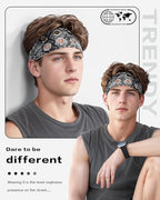 Grommet Headband for Women, Grey Snake 23cm Hollow Out Elastic Hair Band, Eyelets Punk Grunge Stylish Hairband