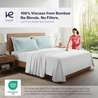 Kickoff Viscose Bamboo Pillowcase, Standard, Set of 2, 100% Organic Hidden Zippered Viscose Bamboo Pillow Case Standard Size, Cooling Pillow Cover for Hot Sleepers (20"x26" Coastal Blue)