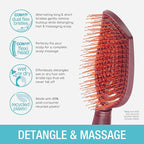 Conair Scalp Care Detangling hairbrush - Curly Hair Brush - Scalp Massager - hairbrushes for women & men - detangler for all lengths and types - stocking stuffers - gifts for her - Red Rush