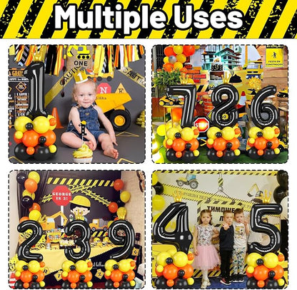 Black Number 3 Balloon 40 Inch Construction Number Three Foil Balloons Tower - Image 5