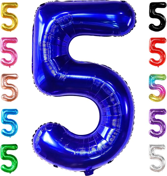KatchOn Navy Blue Number 5 Balloon 40 Inch | 5th Birthday Decorations by KatchOn
