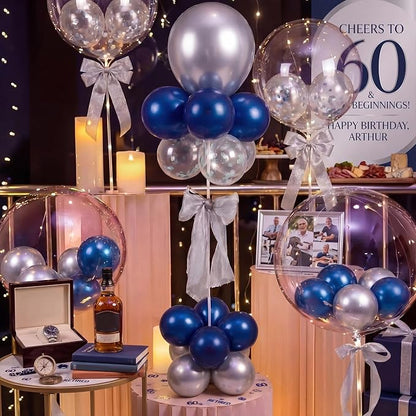 Hollowfly 2 Sets Retirement Party Decorations Navy Blue and Silver Balloon - Image 2