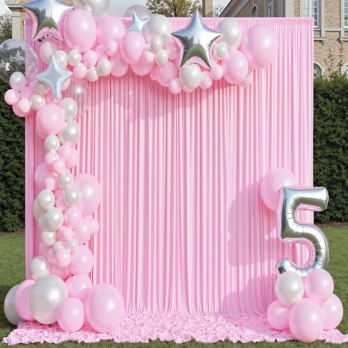 10ft×12ft Wrinkle Free Pink Backdrop Curtain - Image 8