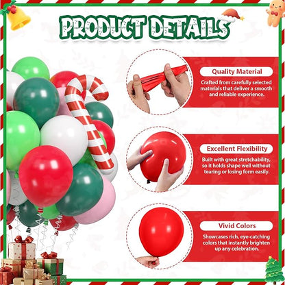 Christmas Balloons, Retro Green and Pink White Xmas Party Balloon - Image 8
