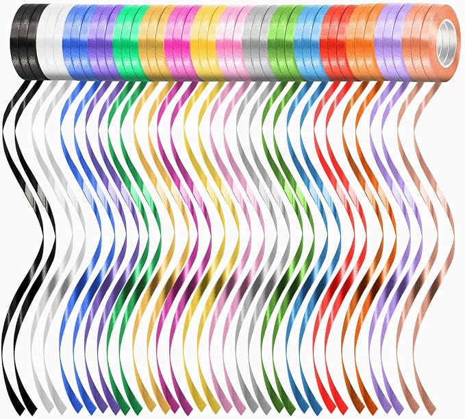 48 Rolls Curling Ribbon Balloon Curling Ribbons Set, Veemeio 16 Colors 3/16 by Unknown