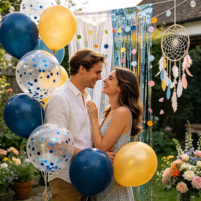 100pcs Blue Confetti Balloons 12 Inch Clear Latex Balloon - Image 7