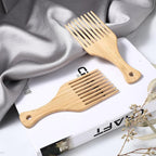 4 Pcs Bamboo Afro Hair Pick Comb Set Natural Anti-Static Picks Wide Tooth Detangling Combs for Men Women with Thick Curly Hair