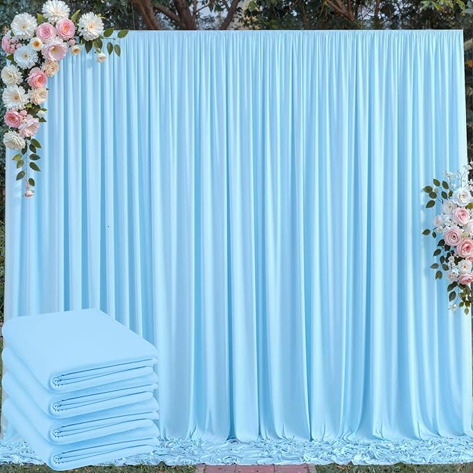 20 ft x 10 ft Wrinkle Free Baby Blue Backdrop Curtains by Outpain