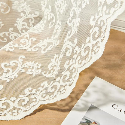 FOLKSIDE Ivory Lace Curtains, 2 Panels, Rod Pocket, Sun Protection, Living Room - Image 6