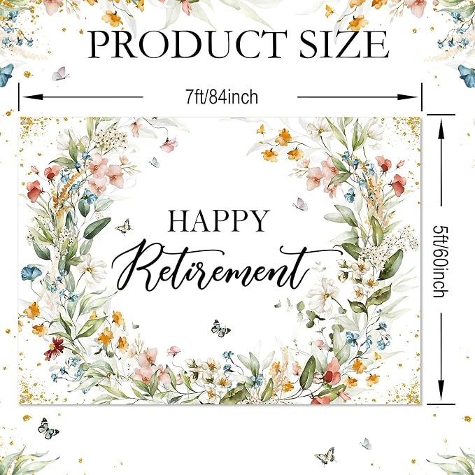 Avezano Happy Retirement Banner Wildflower Themed Happy Retirement Party - Image 2