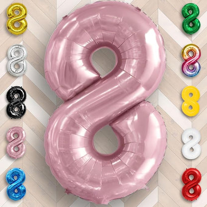 Pink Pearl Number Balloon 8 Mylar Foil Macaron Balloons 40 inch - Image 6