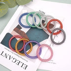 DeD 26 Pcs Spiral Hair Ties,No Crease Ponytail Holders,3 Styles Coil Hair Ties,Slim Laser Colors Spiral Bracelets,Phone Cord Fluorescent Elastic Hair Coils Hair Accessories for Women Girls