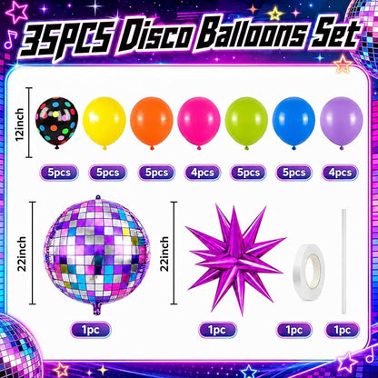 Neon Balloons, 12Inch Disco Rainbow Balloons, Hot Pink Blue Green Orange Purple - Image 2
