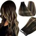 Full Shine Balayage Tape in Hair Extensions Human Hair Color 1B Off Black Fading to 27 Honey Blonde And 1B Black Tape ins Human Hair Extensions 12Inch Invisible Seamless Extension 30G 20Pcs for Women