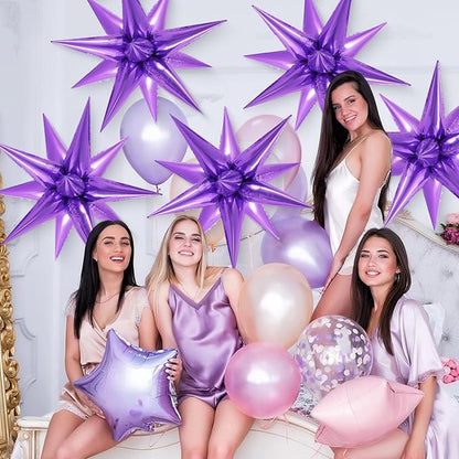 72 Pcs Star Balloons Foil Explosion Balloons Magic 12 Point Star Cone Balloon - Image 2