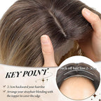 MORICHY Hair Toppers for Women Clip in Hair Topper with Bangs 20inch Buttery Blonde with Highlights Long Wavy Curly Synthetic HairPieces for Women