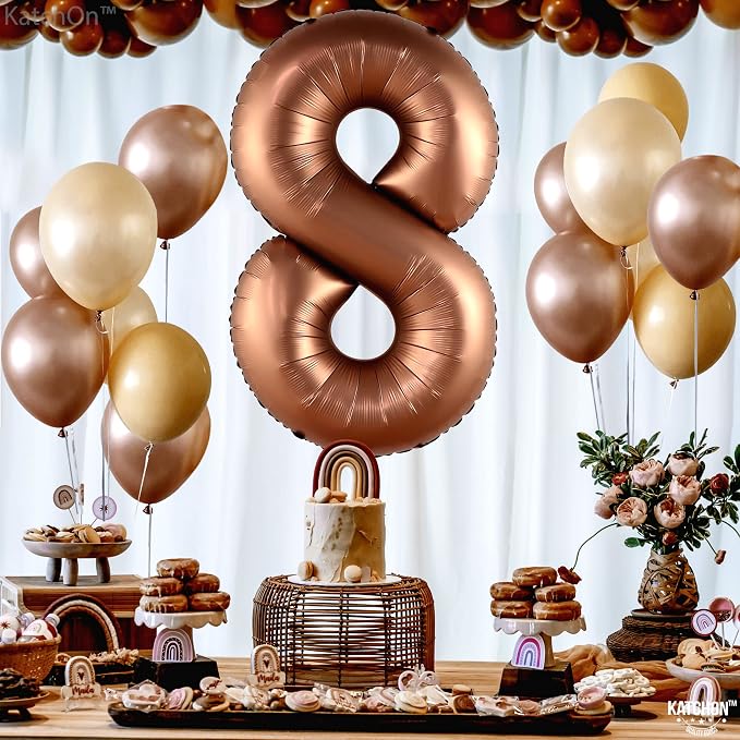 KatchOn, Coffee Brown 8 Balloon Number - Image 3