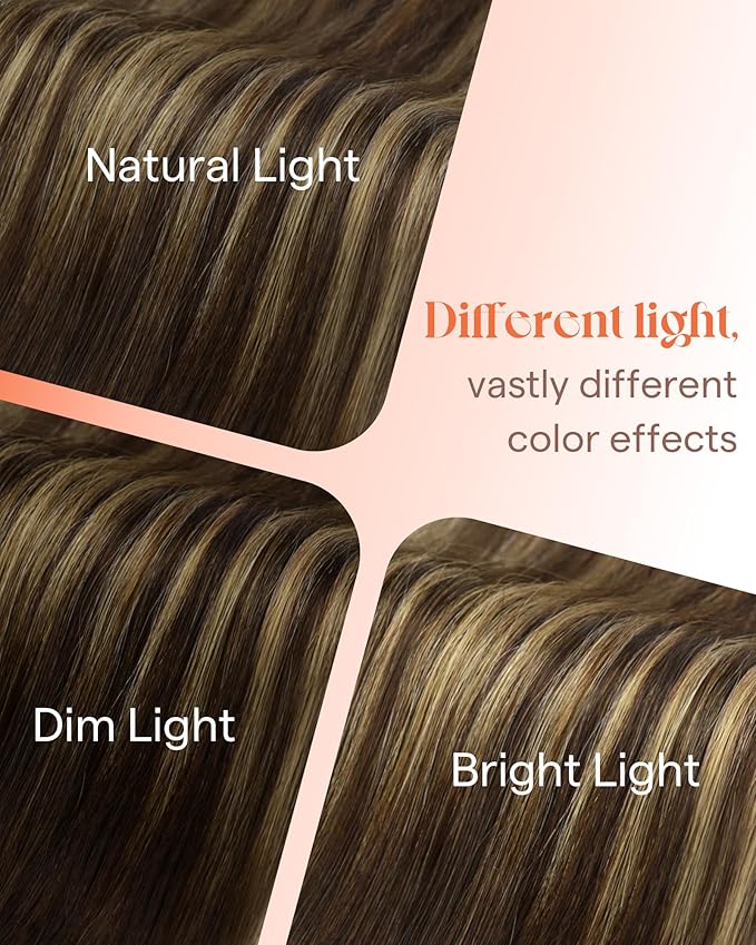 Sunny Hair Tape in Hair Extensions Real Human Hair Invisible Remy Hair Extensions Tape ins for Women Dark Brown Ombre Caramel Blonde Balayage 18 inch 25G