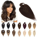 SEGO Hair Toppers for Women Real Human Hair With Bangs, 7 * 13CM Silk Base 100% Remy Human Hair Clip in Top Wiglet Hairpieces Add Volume -10 Inch Dark Brown