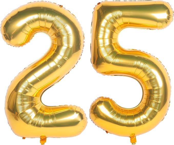 40 Inch gold Number Balloons 25 Helium Foil Mylar Balloon | Birthday Party by Exquisitehighqualitypartydecorationstomeetyoureveryneed%EF%BC%81