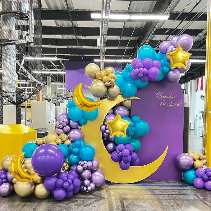 144pcs Eid Mubarak Balloon Arch Kit, Ramadan Eid al-Adha Decorations | - Image 6