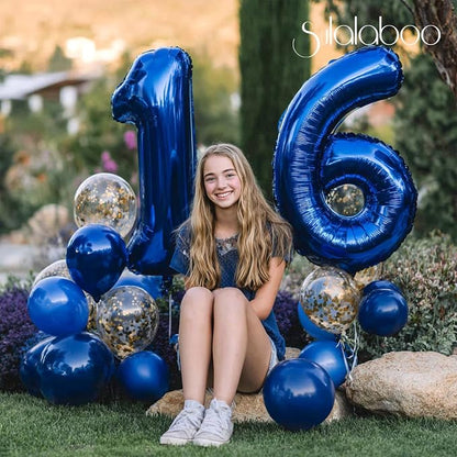 40 Inch Navy Blue Big Number 16 Balloon 0-9 Large Helium | Royal Blue Balloons - Image 3