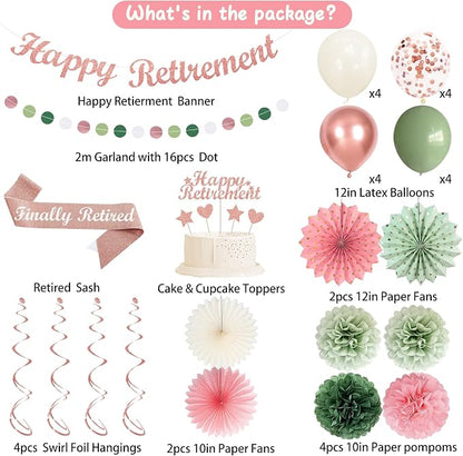 Vlipoeasn Pink Green Retirement Decorations - Image 2
