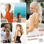 FLUFYMOOZ Wavy Curly Claw Clip Ponytail Extension, 18 Inch Natural Fake Ponytail Synthetic Hairpiece for Women (Medium Brown Ash Blonde)