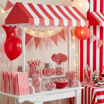 Boao 4 Pack Circus Awning Decoration 3D Stripe Cardboard Awning Carnival Wall - Image 6