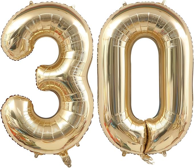 Champagne Gold 30 Balloon Number, 40 Inch Light Gold 30 Balloons Big Foil Mylar by BBPOOL