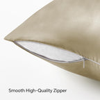 BEDELITE Satin Pillowcase with Zipper, Taupe King Size Pillow Cases Set of 2, Super Soft and Cooling Similar to Silk Pillow Cases, Gift for Women Men(20x40 Inches)