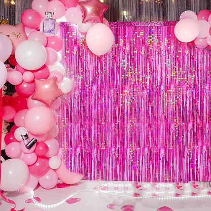 4 Packs Hot Pink Foil Fringe Curtain, Baby Shower, Bachelorette Cowgirl - Image 2