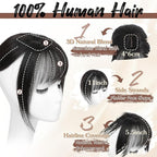Hair Toppers for Women Real Human Hair - 360° Coverage Black Clip In Topper with Bangs for Thinning Hair Upgraded 4×6 cm Silk Base Ideal for Everyday Use
