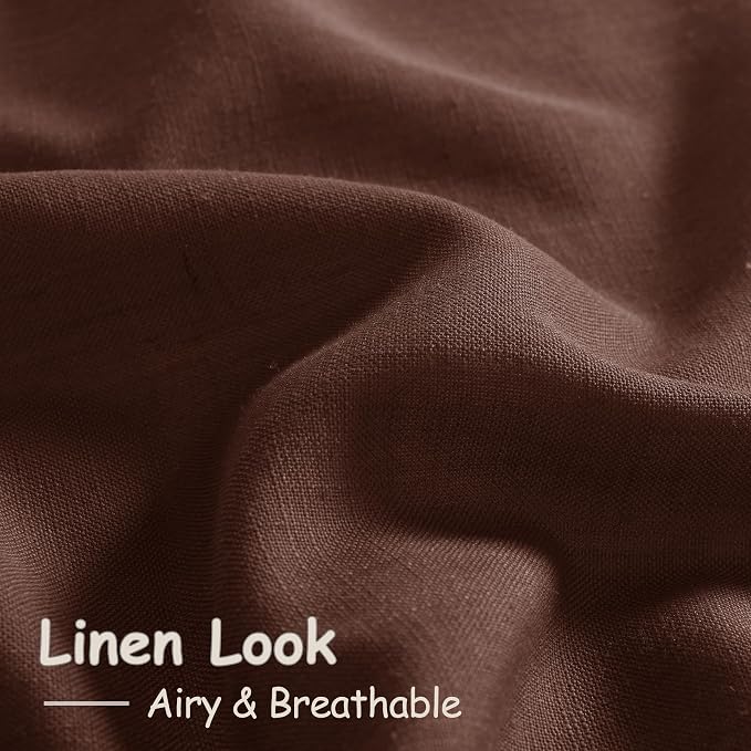 Extra Long Rustic Brown Linen Curtains 120 Inch - Image 5