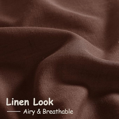 Extra Long Rustic Brown Linen Curtains 120 Inch - Image 5